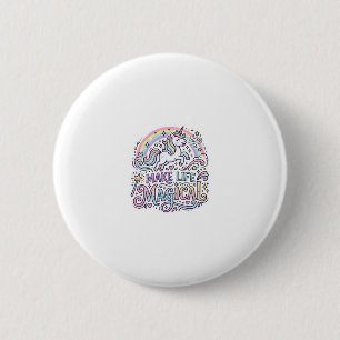 Unicorn Make Life Magical Premium Vector Typograph 6 Cm Round Badge