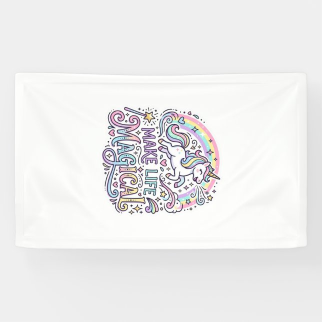 Unicorn Make Life Magical Premium Vector Typograph Banner (Horizontal)