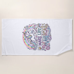 Unicorn Make Life Magical Premium Vector Typograph Beach Towel