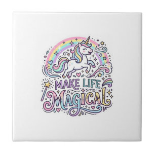 Unicorn Make Life Magical Premium Vector Typograph Ceramic Tile