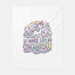 Unicorn Make Life Magical Premium Vector Typograph Fleece Blanket