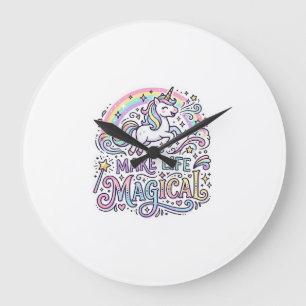 Unicorn Make Life Magical Premium Vector Typograph Large Clock