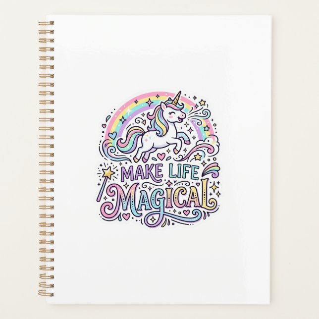 Unicorn Make Life Magical Premium Vector Typograph Planner (Front)