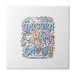 Unicorn Mama Energy Kawaii Vector Design_1 Ceramic Tile