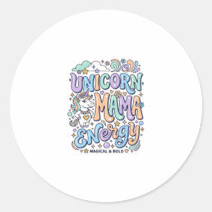 Unicorn Mama Energy Kawaii Vector Design_1 Classic Round Sticker