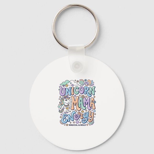 Unicorn Mama Energy Kawaii Vector Design_1 Key Ring (Front)