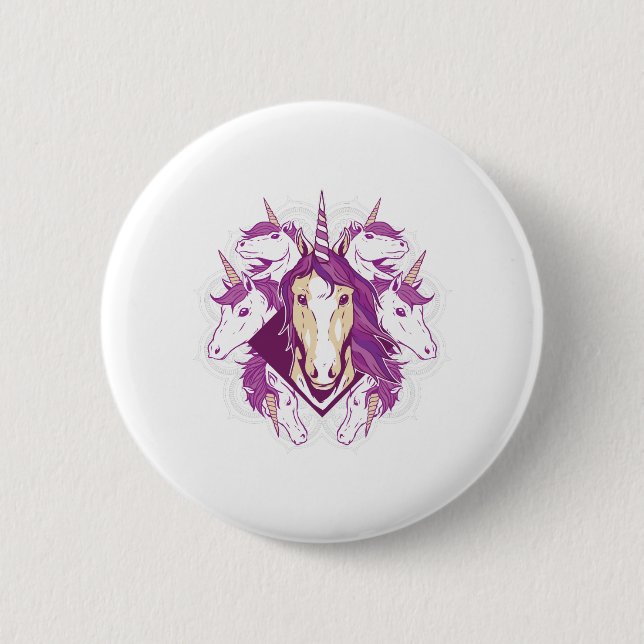Unicorn mandala 6 cm round badge (Front)