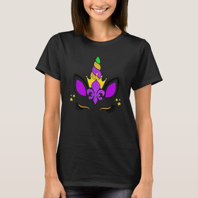 Unicorn Mardi Gras Carnival Party Men Women T-Shirt (Front)