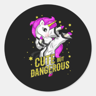 Unicorn Martial Arts Girl Gift Classic Round Sticker