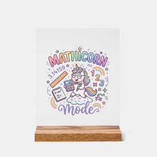 Unicorn Mathicorn Mode Adorable Typography Design_ Acrylic Sign