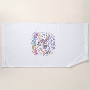 Unicorn Mathicorn Mode Adorable Typography Design_ Beach Towel