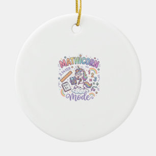 Unicorn Mathicorn Mode Adorable Typography Design_ Ceramic Ornament