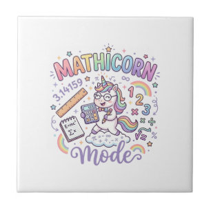 Unicorn Mathicorn Mode Adorable Typography Design_ Ceramic Tile