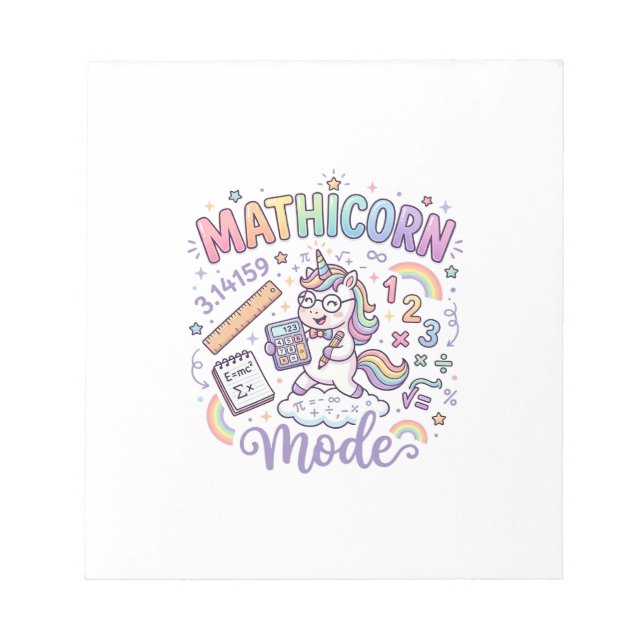 Unicorn Mathicorn Mode Adorable Typography Design_ Notepad (Front)