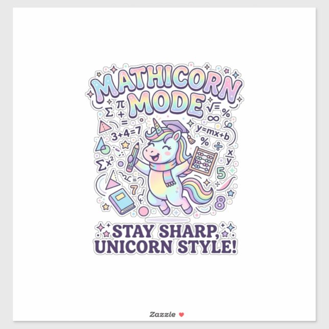 Unicorn Mathicorn Mode Charming White Background D (Sheet)