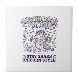 Unicorn Mathicorn Mode Charming White Background D Ceramic Tile
