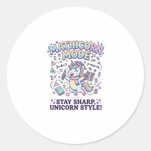 Unicorn Mathicorn Mode Charming White Background D Classic Round Sticker