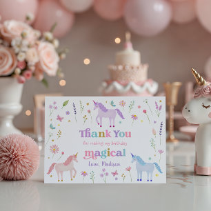 Unicorn Meadow Pastel Pink Gold Thank You Card