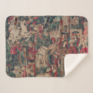 Unicorn Mediaeval Art - Hunters Return to Castle Sherpa Blanket