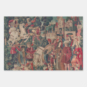 Unicorn Mediaeval Art - Hunters Return to Castle Wrapping Paper Sheet