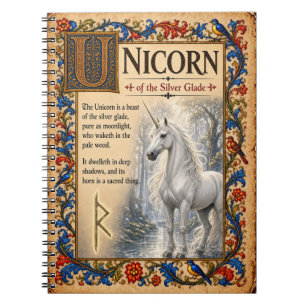 Unicorn, Mediaeval Bestiary Art Notebook