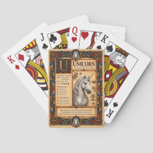 Unicorn, Mediaeval Bestiary Art Playing Cards