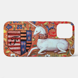 UNICORN MEDIEVAL FANTASY,FLORAL MOTIFS MONOGRAM iPhone 12 CASE