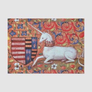 UNICORN, MEDIEVAL FANTASY FLOWERS,FLORAL SWIRLS TISSUE PAPER