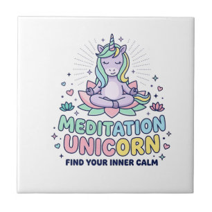 Unicorn Meditation Unicorn Bold Typography T-Shirt Ceramic Tile