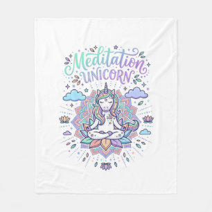 Unicorn Meditation Unicorn White Background Vector Fleece Blanket