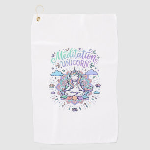 Unicorn Meditation Unicorn White Background Vector Golf Towel