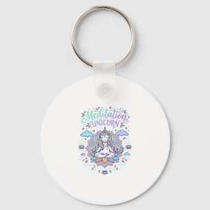 Unicorn Meditation Unicorn White Background Vector Key Ring