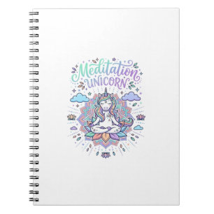 Unicorn Meditation Unicorn White Background Vector Notebook