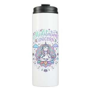 Unicorn Meditation Unicorn White Background Vector Thermal Tumbler
