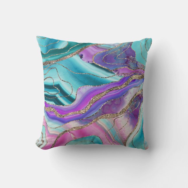 Unicorn Mermaid Agate Glitter Glam #1 #marble Cushion (Front)