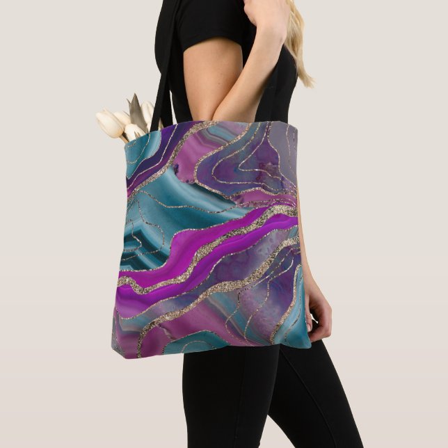 Unicorn Mermaid Agate Glitter Glam #2  Tote Bag (Close Up)
