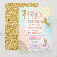 Unicorn Mermaid And Fairy Birthday Invitation