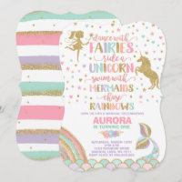Unicorn Mermaid And Fairy Birthday Invitation