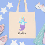 Unicorn Mermaid Character Cute Kids Fun Tote Bag<br><div class="desc">This design was created through digital art. You can change the personalisation by using the customise button and adding a name, initials or your favourite words. Contact me at colorflowcreations@gmail.com if you with to have this design on another product. Purchase my original abstract acrylic painting for sale at www.etsy.com/colorflowart. See...</div>