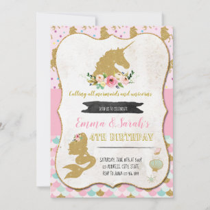 Unicorn mermaid invitation