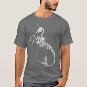 Unicorn Mermaid Skeleton  Halloween Fantasy Art  T-Shirt