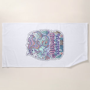 Unicorn Mermaid Unicorn Lagoon Graphic Design Zazz Beach Towel