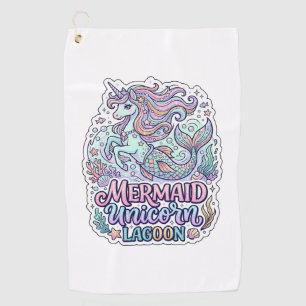 Unicorn Mermaid Unicorn Lagoon Graphic Design Zazz Golf Towel