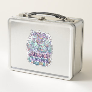 Unicorn Mermaid Unicorn Lagoon Graphic Design Zazz Metal Lunch Box