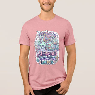 Unicorn Mermaid Unicorn Lagoon Graphic Design Zazz Tri-Blend Shirt