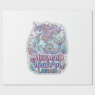 Unicorn Mermaid Unicorn Lagoon Graphic Design Zazz Wrapping Paper