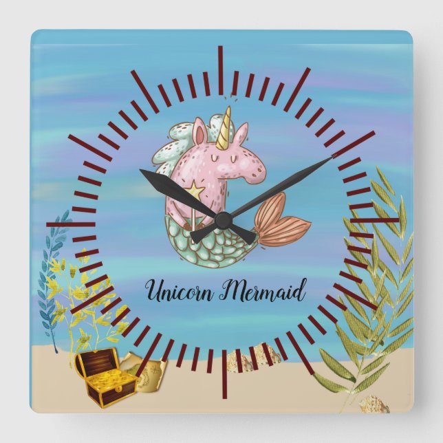 Unicorn Mermaid Wall Clock (Front)