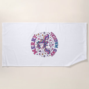 Unicorn Merry and Magical Beach Towel
