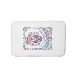 Unicorn Messy Bun Unicorn Mum Retro Style Graphic Bath Mat