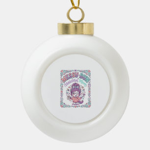 Unicorn Messy Bun Unicorn Mum Retro Style Graphic Ceramic Ball Christmas Ornament